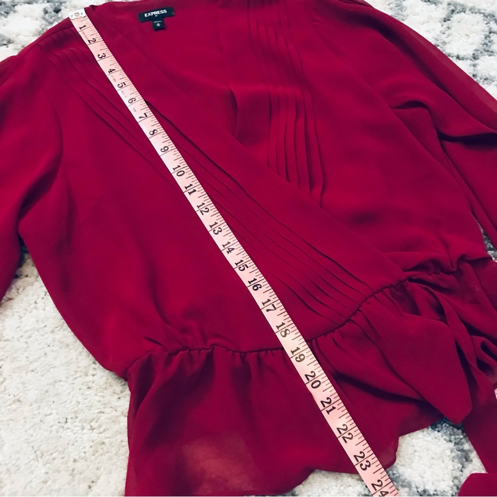 Express Raspberry Pink Wrap Blouse - image 10